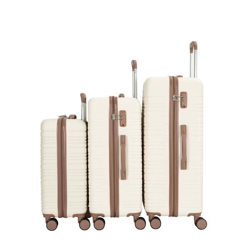 Amalodie luggage 6 Piece Luggage Set, ABS Hard Shell Travel Suitcase with TSA Lock,Beige