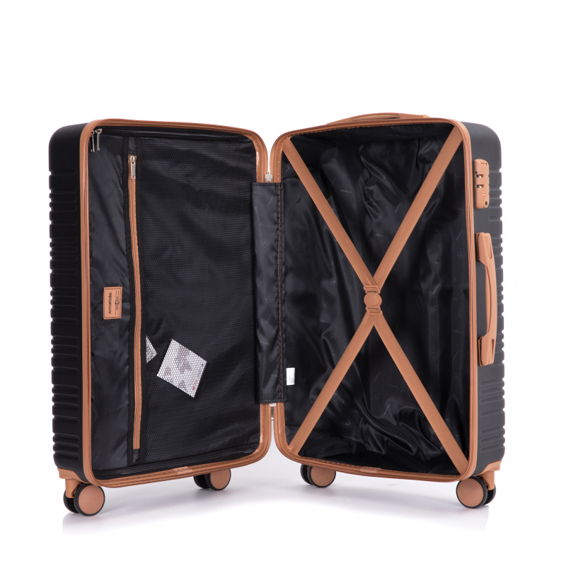 Amalodie luggage 6 Piece Luggage Set, ABS Hard Shell Travel Suitcase with TSA Lock,Black
