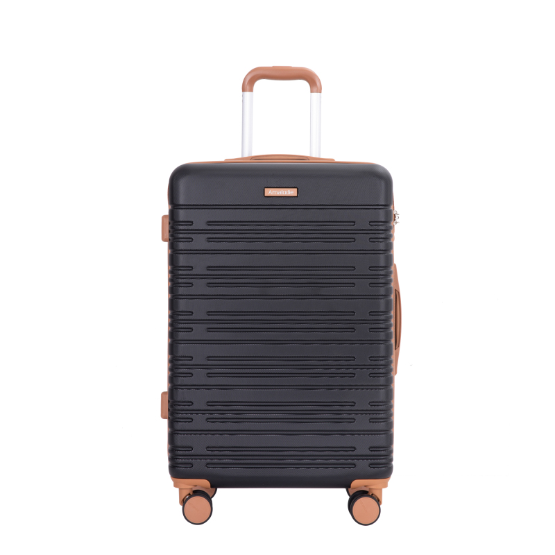 Amalodie luggage 6 Piece Luggage Set, ABS Hard Shell Travel Suitcase with TSA Lock,Black