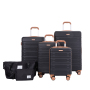 Amalodie luggage 6 Piece Luggage Set, ABS Hard Shell Travel Suitcase with TSA Lock,Black