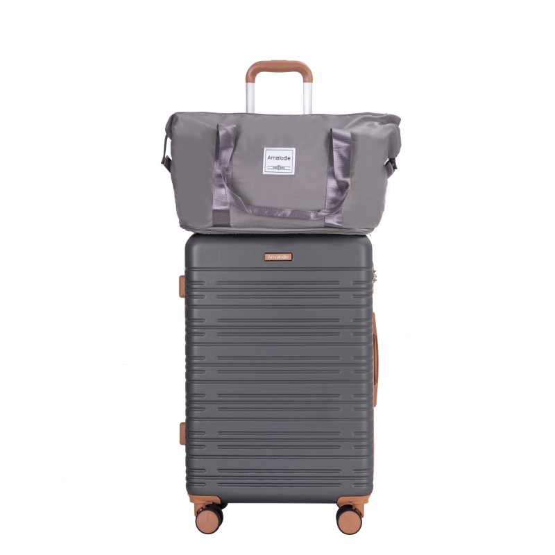 Amalodie luggage 6 Piece Luggage Set, ABS Hard Shell Travel Suitcase with TSA Lock,Dark Gray