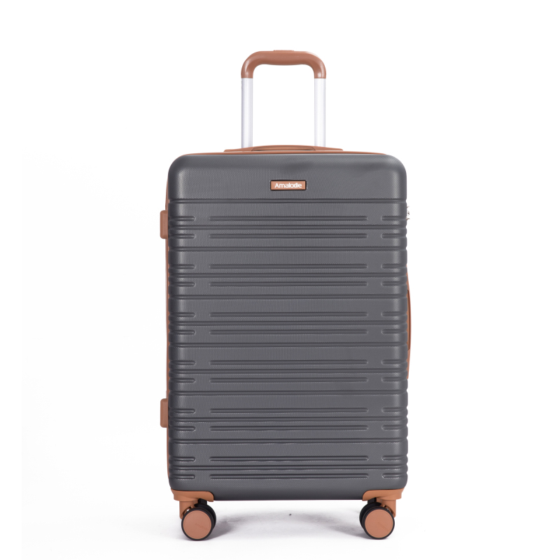 Amalodie luggage 6 Piece Luggage Set, ABS Hard Shell Travel Suitcase with TSA Lock,Dark Gray