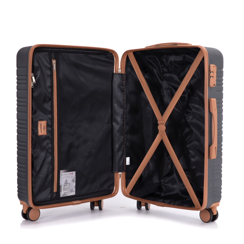 Amalodie luggage 6 Piece Luggage Set, ABS Hard Shell Travel Suitcase with TSA Lock,Dark Gray