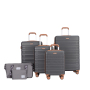 Amalodie luggage 6 Piece Luggage Set, ABS Hard Shell Travel Suitcase with TSA Lock,Dark Gray