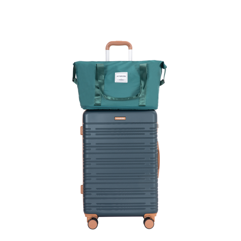Amalodie luggage 6 Piece Luggage Set, ABS Hard Shell Travel Suitcase with TSA Lock,Dark Green