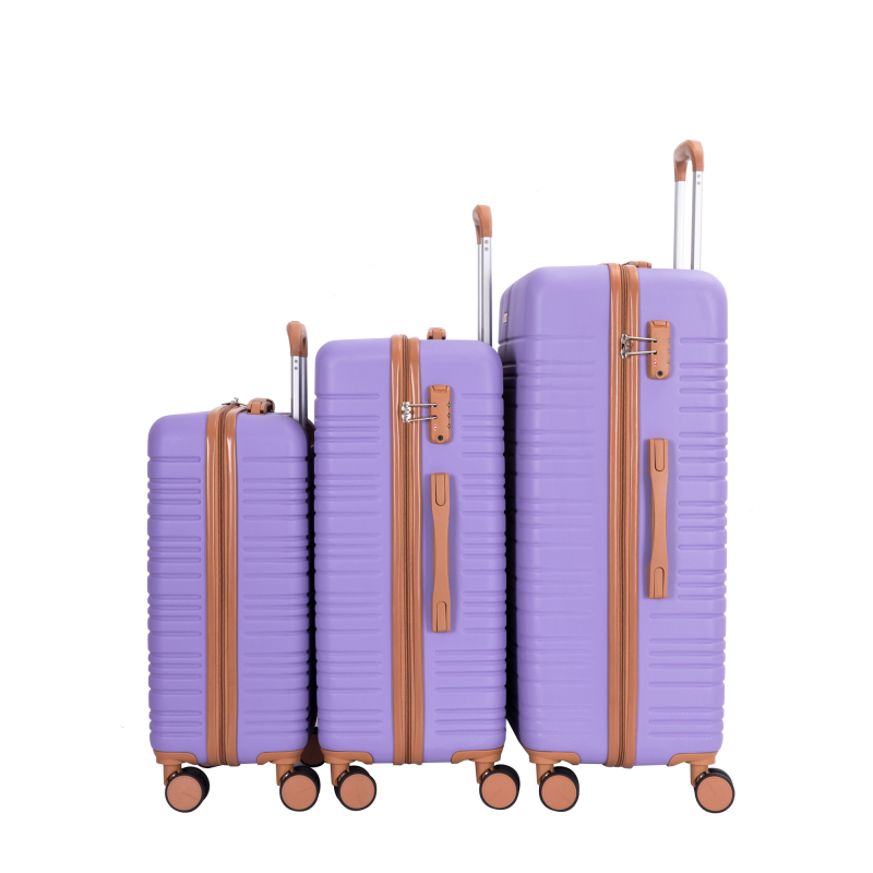 Amalodie luggage 6 Piece Luggage Set, ABS Hard Shell Travel Suitcase with TSA Lock,Light Purple