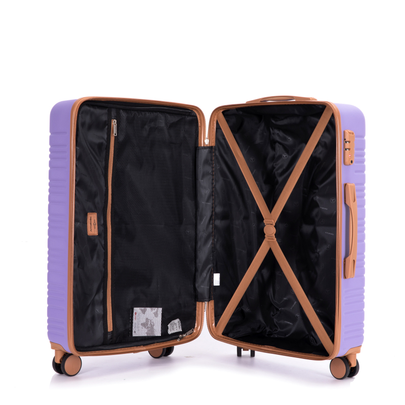 Amalodie luggage 6 Piece Luggage Set, ABS Hard Shell Travel Suitcase with TSA Lock,Light Purple