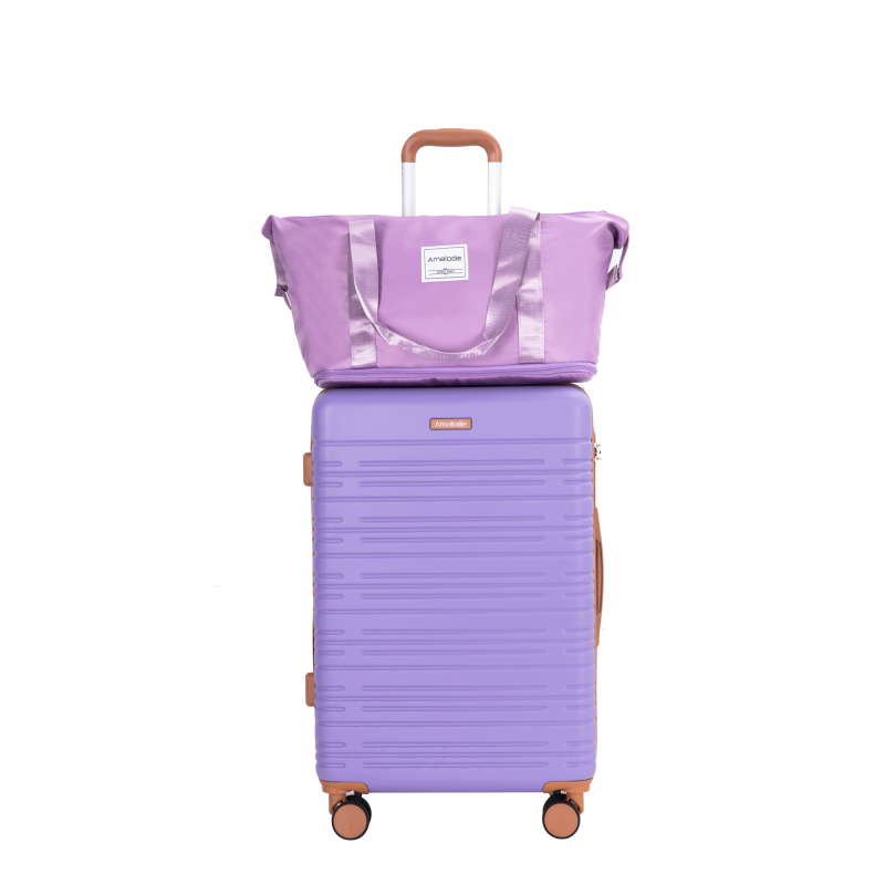 Amalodie luggage 6 Piece Luggage Set, ABS Hard Shell Travel Suitcase with TSA Lock,Light Purple