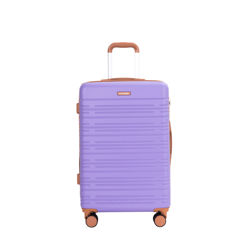 Amalodie luggage 6 Piece Luggage Set, ABS Hard Shell Travel Suitcase with TSA Lock,Light Purple