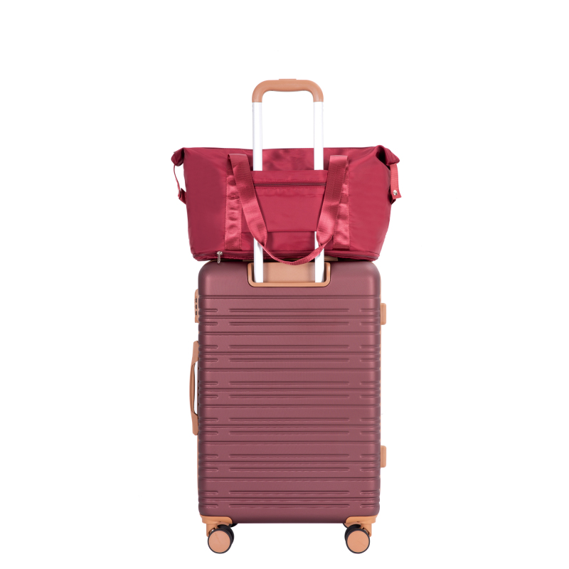 Amalodie luggage 6 Piece Luggage Set, ABS Hard Shell Travel Suitcase with TSA Lock,Wine Red