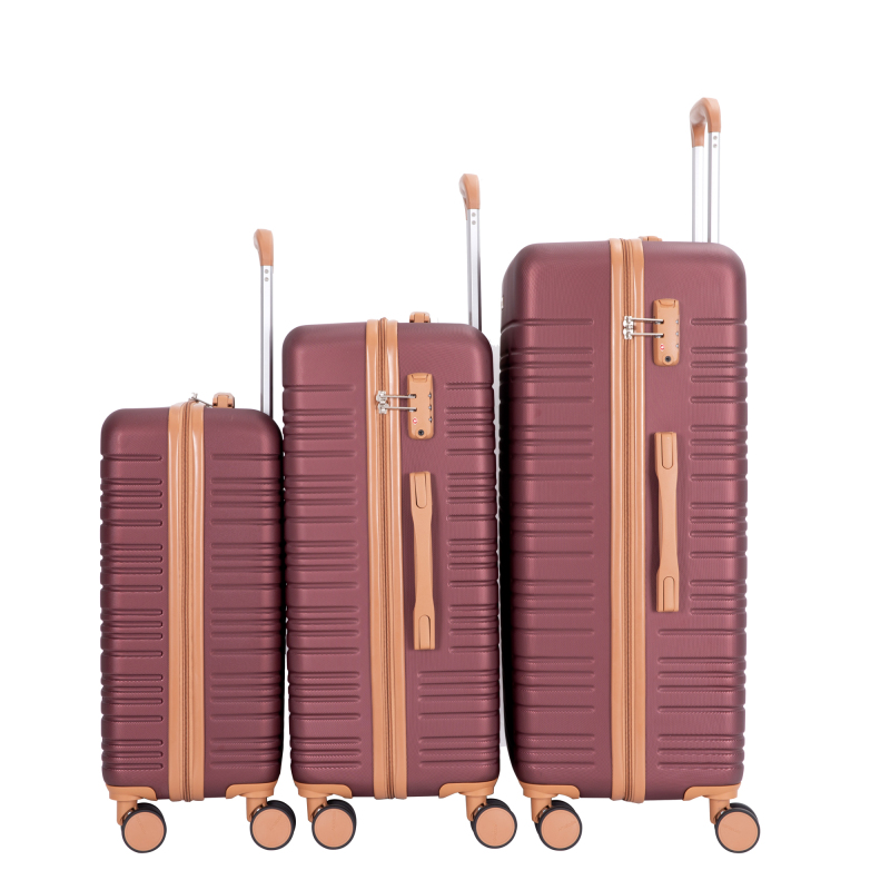 Amalodie luggage 6 Piece Luggage Set, ABS Hard Shell Travel Suitcase with TSA Lock,Wine Red