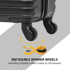 트래블하우스 5피스 하드케이스 여행가방 세트, 확장형 경량 캐리어, TSA 잠금장치, 스피너 휠, 더플백 포함 (블랙)