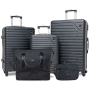 Travelhouse 5-Piece Hardside Luggage Set Spinner Lightweight Suitcase with TSA Lock & Duffel Bag,Black