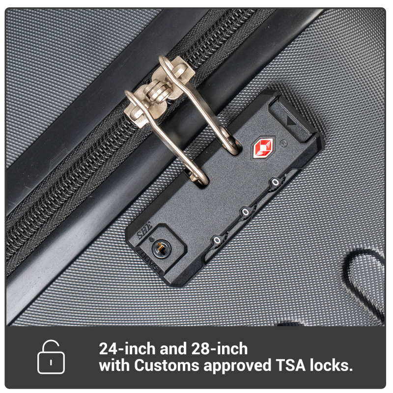 Travelhouse 5-Piece Hardside Luggage Set Spinner Lightweight Suitcase with TSA Lock & Duffel Bag,Black
