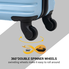 트래블하우스 5피스 하드케이스 여행가방 세트, 하드쉘 확장형 경량 캐리어, TSA 잠금장치, 스피너 휠, 더플백 포함 (블루)