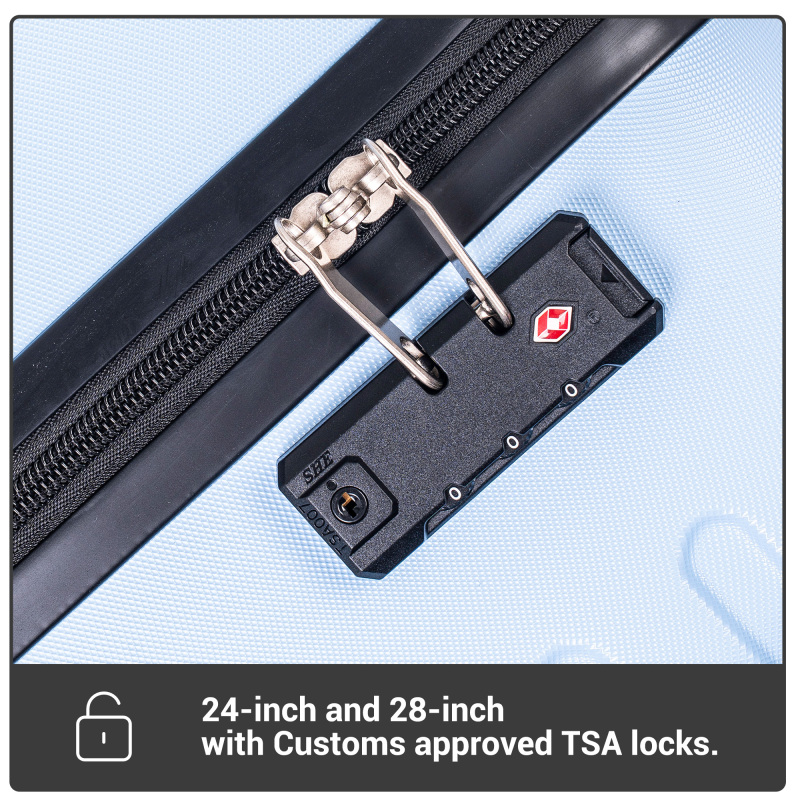 طقم حقائب سفر ترافيل هاوس مكون من 5 قطع، حقيبة سفر صلبة قابلة للتوسيع وخفيفة الوزن مزودة بقفل TSA وعجلات دوارة وحقيبة دافل. (أزرق)