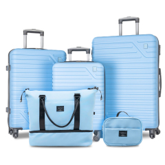 Travelhouse 5 Piece Hardside Luggage Set Hardshell Expandable Lightweight Suitcase TSA Lock Spinner Wheels with Duffel Bag.(Blue)