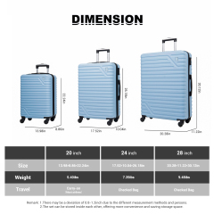 Travelhouse 5 Piece Hardside Luggage Set Hardshell Expandable Lightweight Suitcase TSA Lock Spinner Wheels with Duffel Bag.(Blue)