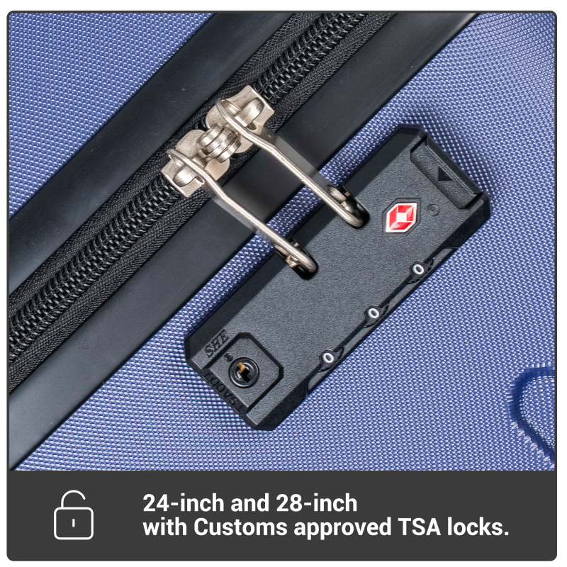 Набір багажу Travelhouse з 5 предметів, жорсткий, розширюваний, легкий, твердий корпус, валіза з TSA-блокуванням, колесами та спортивною сумкою (темно-синій)