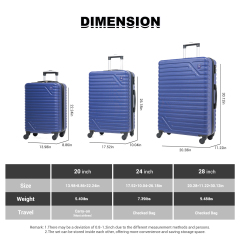 Travelhouse 5 Piece Hardside Luggage Set Hardshell Expandable Lightweight Suitcase TSA Lock Spinner Wheels with Duffel Bag.(Dark Blue)