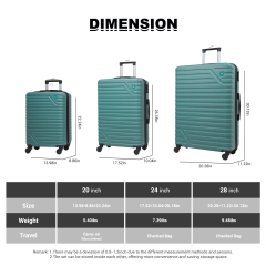 Travelhouse 5 Piece Hardside Luggage Set Hardshell Expandable Lightweight Suitcase TSA Lock Spinner Wheels with Duffel Bag.(Green)