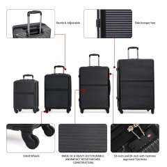 Tripcomp 7-teiliges Hartschalen-Gepäckset mit TSA-Schloss, leichter ABS-Koffer (16/20/24/28 Zoll) mit 360°-Silent-Spinner-Rädern, Seesack und 2 Packwürfeln (Schwarz)