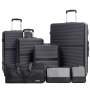 Tripcomp 7-Piece Hardside Luggage Set, Lightweight Suitcase with Spinner Wheels, TSA Lock and Travel Bag,Black