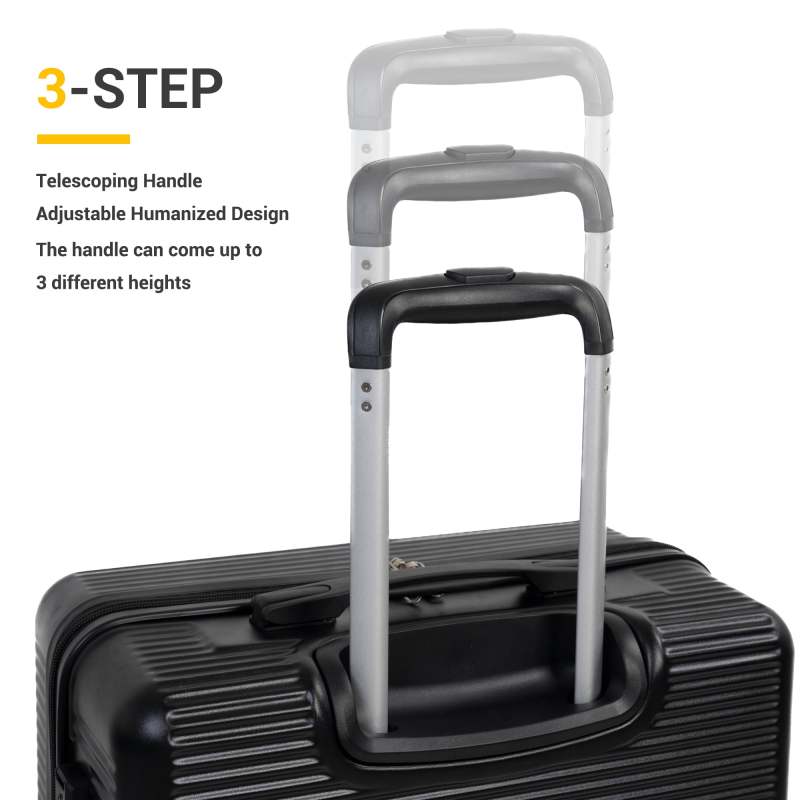 Tripcomp 7-Piece Hardside Luggage Set, Lightweight Suitcase with Spinner Wheels, TSA Lock and Travel Bag,Black