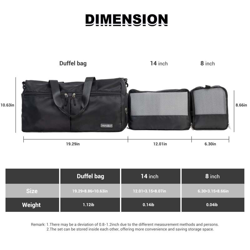 Tripcomp 7-Piece Hardside Luggage Set, Lightweight Suitcase with Spinner Wheels, TSA Lock and Travel Bag,Black