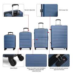 Tripcomp 7-teiliges Hartschalen-Gepäckset mit TSA-Schloss, leichter ABS-Koffer (16/20/24/28 Zoll) mit 360°-Silent-Spinner-Rädern, Seesack und 2 Packwürfeln (blau)