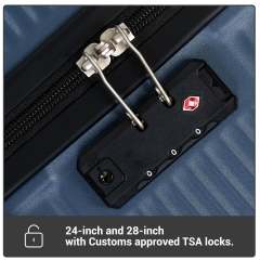Tripcomp 7-teiliges Hartschalen-Gepäckset mit TSA-Schloss, leichter ABS-Koffer (16/20/24/28 Zoll) mit 360°-Silent-Spinner-Rädern, Seesack und 2 Packwürfeln (blau)