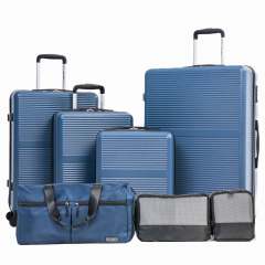 Tripcomp 7-Piece Hardside Luggage Set with TSA Lock Lightweight ABS Suitcase (16/20/24/28 Inch) with 360° Silent Spinner Wheels, Duffel Bag and 2 Packing Cubes (Blue)