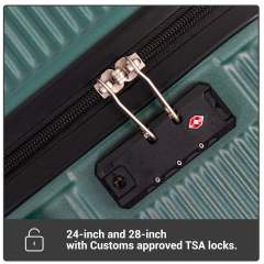 Tripcomp 7-teiliges Hartschalen-Gepäckset mit TSA-Schloss, leichter ABS-Koffer (16/20/24/28 Zoll) mit 360°-Silent-Spinner-Rollen, Seesack und 2 Packwürfeln (Grün)