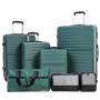 Tripcomp 7-Piece Hardside Luggage Set with TSA Lock Lightweight ABS Suitcase (16/20/24/28 Inch) with 360° Silent Spinner Wheels, Duffel Bag and 2 Packing Cubes (Green)