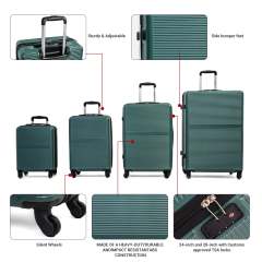 Tripcomp 7-Piece Hardside Luggage Set with TSA Lock Lightweight ABS Suitcase (16/20/24/28 Inch) with 360° Silent Spinner Wheels, Duffel Bag and 2 Packing Cubes (Green)