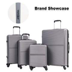 Tripcomp 7-teiliges Hartschalen-Gepäckset mit TSA-Schloss, leichter ABS-Koffer (16/20/24/28 Zoll) mit 360°-Silent-Spinner-Rollen, Seesack und 2 Packwürfeln (Grau)