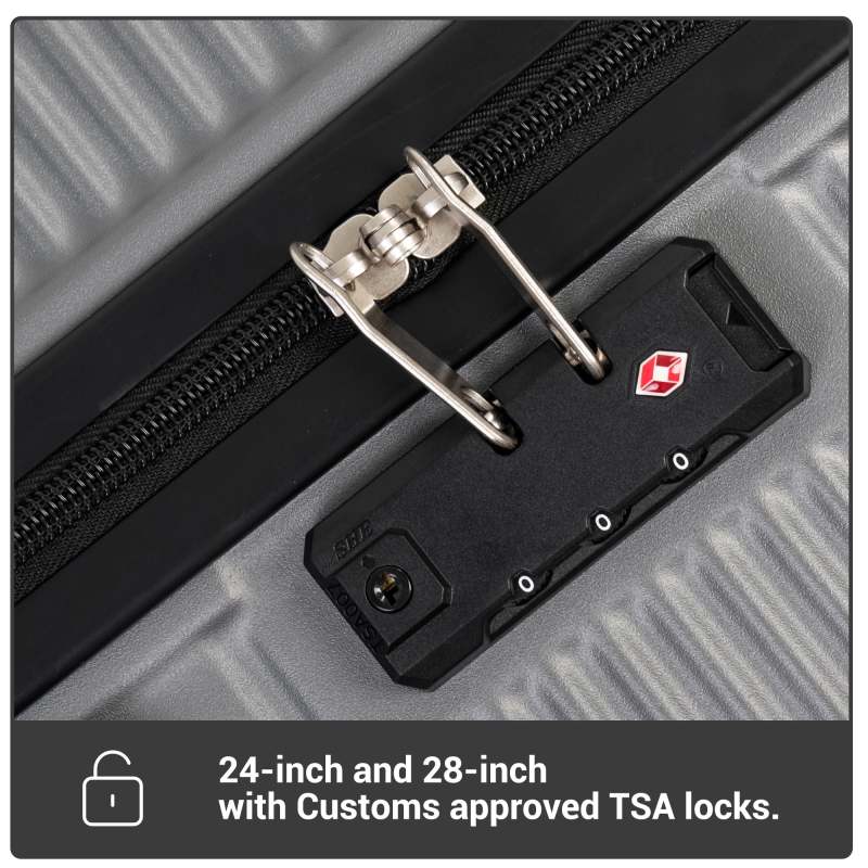 Tripcomp 7-teiliges Hartschalen-Gepäckset mit TSA-Schloss, leichter ABS-Koffer (16/20/24/28 Zoll) mit 360°-Silent-Spinner-Rollen, Seesack und 2 Packwürfeln (Grau)