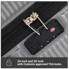 Tripcomp 7-teiliges Hartschalen-Gepäckset mit TSA-Schloss, leichter ABS-Koffer (16/20/24/28 Zoll) mit 360°-Silent-Spinner-Rollen, Seesack und 2 Packwürfeln (Grau)