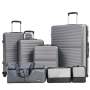 Tripcomp 7-Piece Hardside Luggage Set with TSA Lock Lightweight ABS Suitcase (16/20/24/28 Inch) with 360° Silent Spinner Wheels, Duffel Bag and 2 Packing Cubes (Grey)