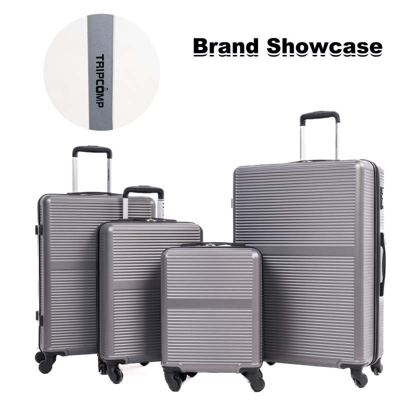 Tripcomp 7-Piece Hardside Luggage Set with TSA Lock Lightweight ABS Suitcase (16/20/24/28 Inch) with 360° Silent Spinner Wheels, Duffel Bag and 2 Packing Cubes (Grey)