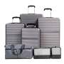 Tripcomp 7-Piece Hardside Luggage Set with TSA Lock Lightweight ABS Suitcase (16/20/24/28 Inch) with 360° Silent Spinner Wheels, Duffel Bag and 2 Packing Cubes (Grey)