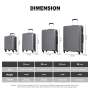 Tripcomp 7-Piece Hardside Luggage Set with TSA Lock Lightweight ABS Suitcase (16/20/24/28 Inch) with 360° Silent Spinner Wheels, Duffel Bag and 2 Packing Cubes (Grey)