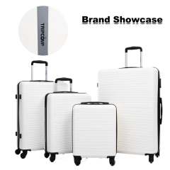 Tripcomp 7-teiliges Hartschalen-Gepäckset mit TSA-Schloss, leichter ABS-Koffer (16/20/24/28 Zoll) mit 360°-Silent-Spinner-Rollen, Reisetasche und 2 Packwürfeln (weiß)