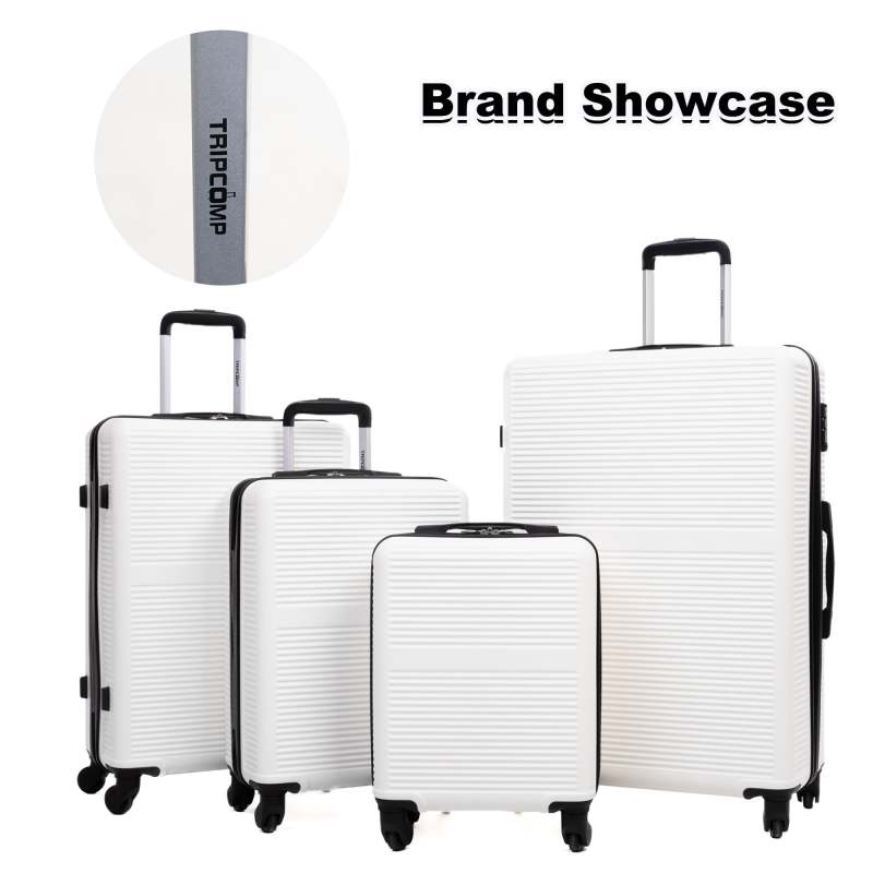 Tripcomp 7-Piece Hardside Luggage Set with TSA Lock Lightweight ABS Suitcase (16/20/24/28 Inch) with 360° Silent Spinner Wheels, Duffel Bag and 2 Packing Cubes (White)