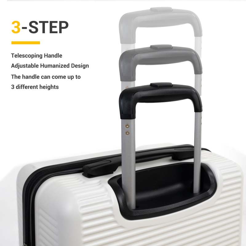 Tripcomp 7-Piece Hardside Luggage Set with TSA Lock Lightweight ABS Suitcase (16/20/24/28 Inch) with 360° Silent Spinner Wheels, Duffel Bag and 2 Packing Cubes (White)