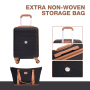 Carry on Luggage Set 3 Piece hardshell TSA Lock Spinner Wheels Suitcase with Travel Bag and Neck Pillow.(Black)