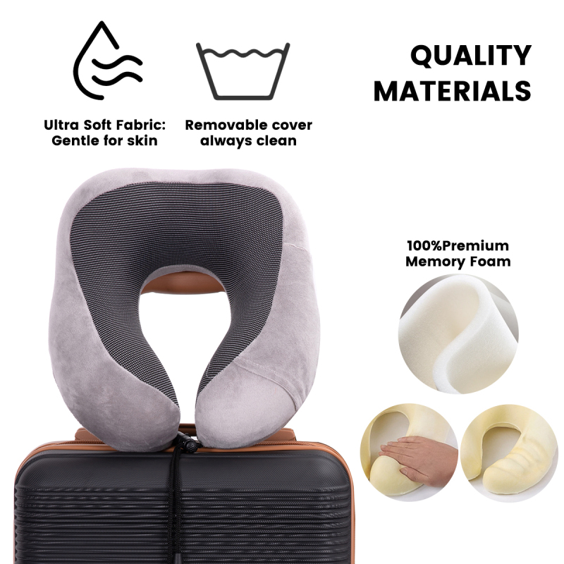 Carry on Luggage Set 3 Piece hardshell TSA Lock Spinner Wheels Suitcase with Travel Bag and Neck Pillow.(Black)