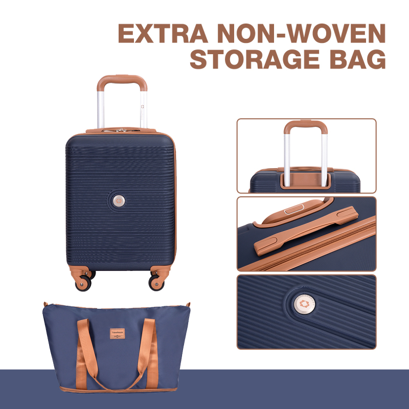 Carry on Luggage Set 3 Piece hardshell TSA Lock Spinner Wheels Suitcase with Travel Bag and Neck Pillow.(Blue)