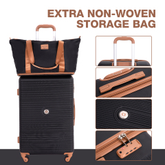 Travelhouse 6 Piece Hardshell Luggage Set Hardside Lightweight Suitcase with TSA Lock Spinner Wheels.(Black)
