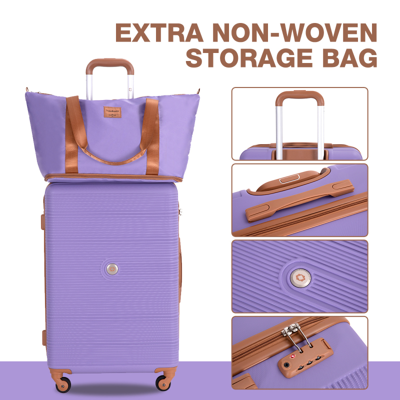 Travelhouse 6 Piece Hardshell Luggage Set Hardside Lightweight Suitcase with TSA Lock Spinner Wheels.(Purple)